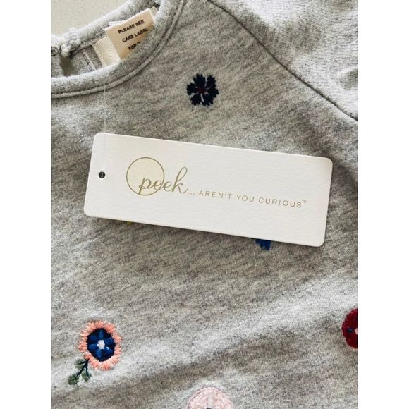 NWT Peek Floral Embroidered Sweatshirt Tee Size 3 - 6 months - Picture 9 of 10
